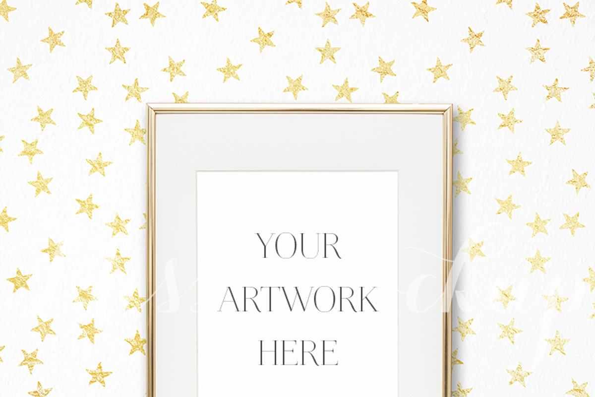 Gold Frame Mockup Stars, a Print Template by Miss Mockup