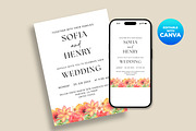 Minimalist Floral Wedding Invitation, an Invitation Template by M9 Design (Thumbnail 3 of 5)
