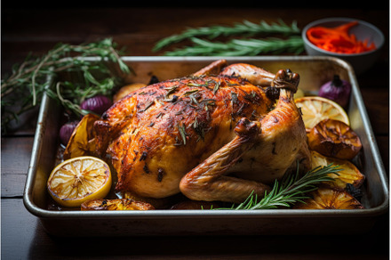 Tender Roast chicken rosemary, a Food & Drink Photo by Ylivdesign