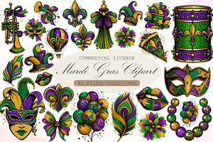 Mardi Gras Png Bundle Mardi Gras Cli, an Illustration by Sublimation Artist
