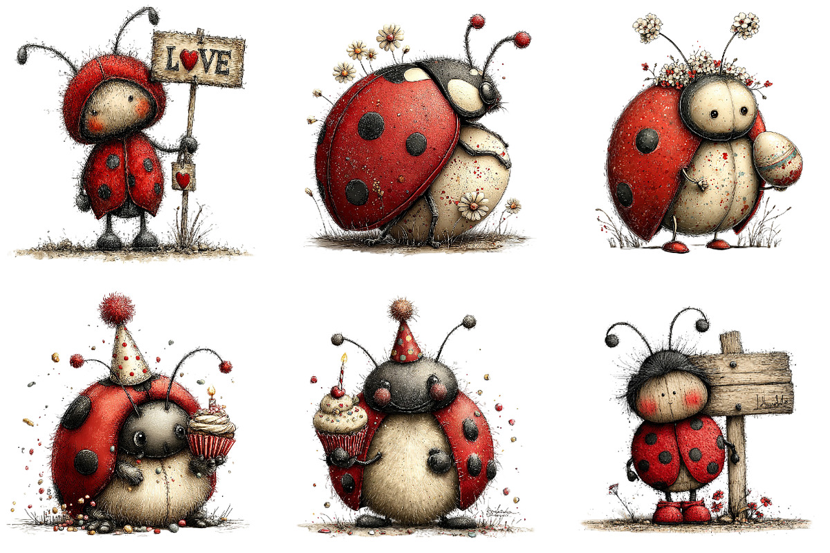 Whimsical Ladybug Clipart, an Illustration by Sublimation Artist (Photo 5 of 7)