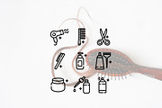 Minimalist hair care icons, an Outline Icon by Lyolya Profitrolya (Thumbnail 2 of 2)