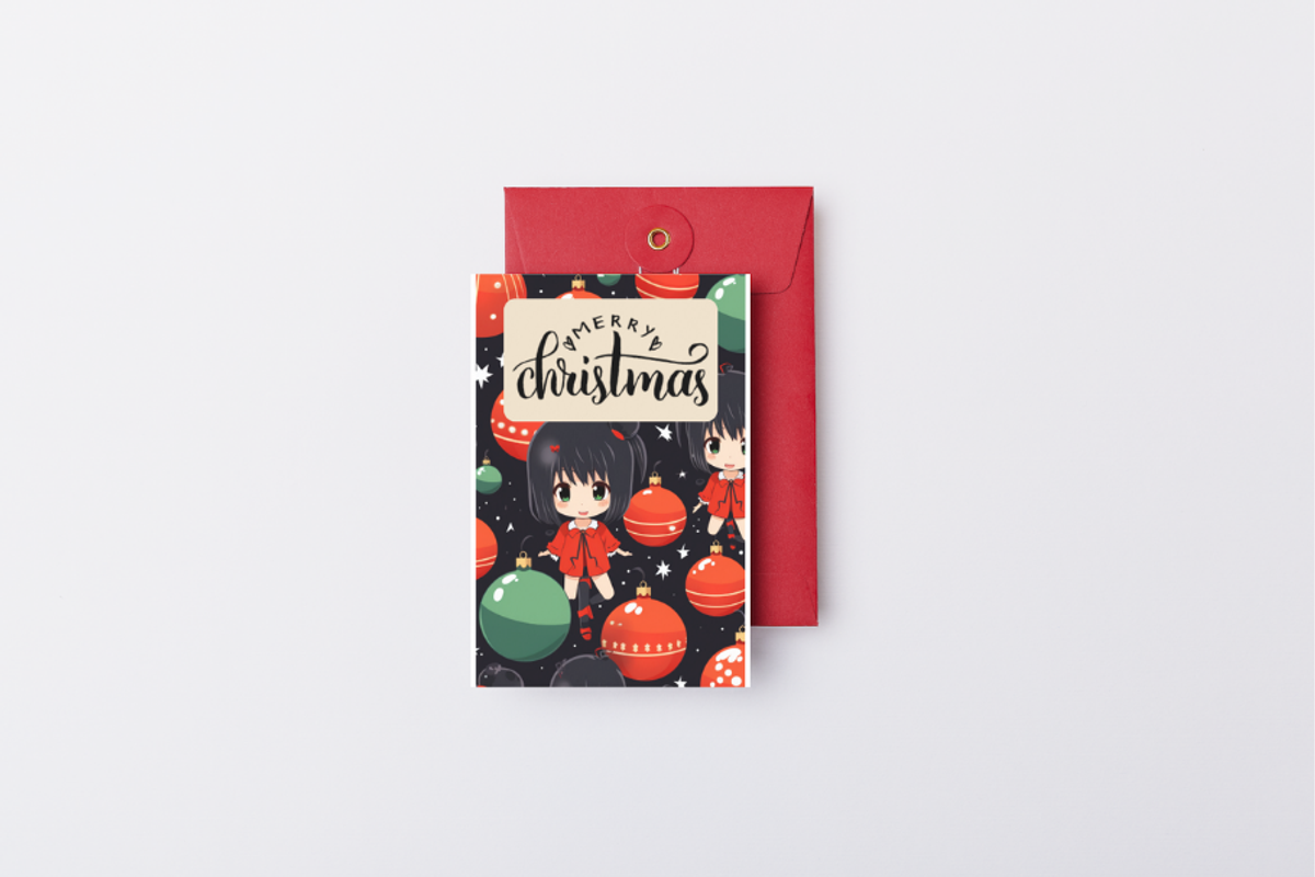 Christmas Card Design Bundle 7 Anime, a Card Template by Jay Major Designs (Photo 4 of 10)