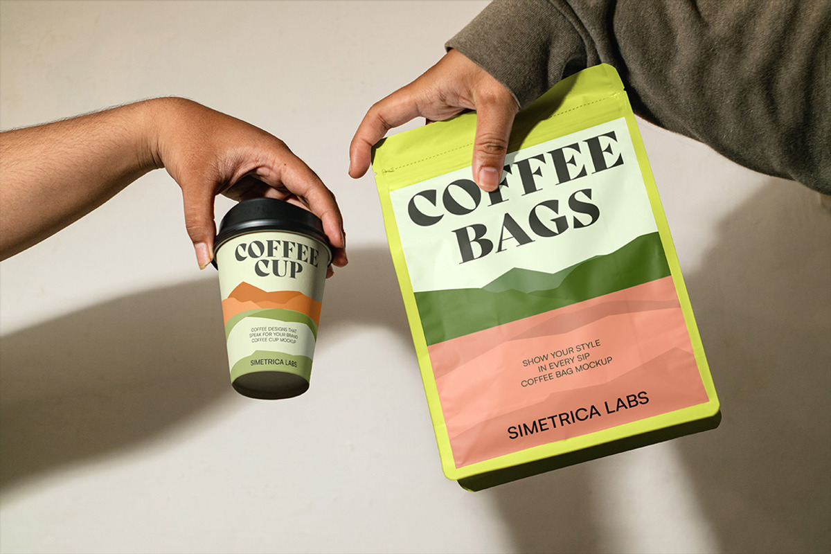Coffee Bag Coffee Cup Mockup - VOL 4, a Product Mockup by Simetrica Labs (Photo 4 of 10)