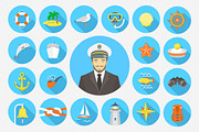 Flat Nautical Icons and Pattern, an Icon by Vectorikart (Thumbnail 1 of 2)