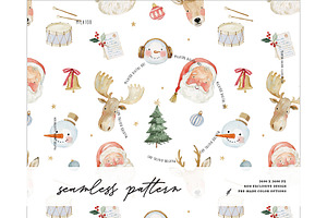 Vintage Christmas Santa face pattern