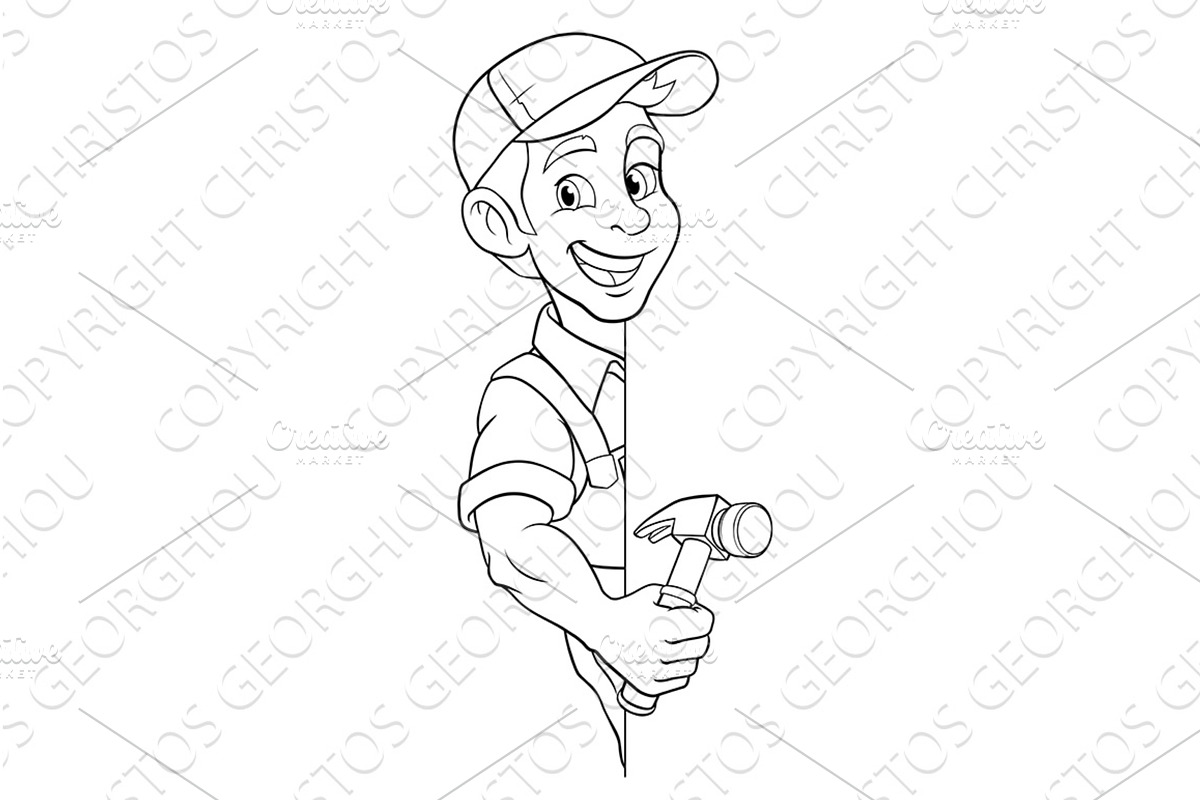 Hammer Carpenter Construction, a Person Illustration by Christos Georghiou