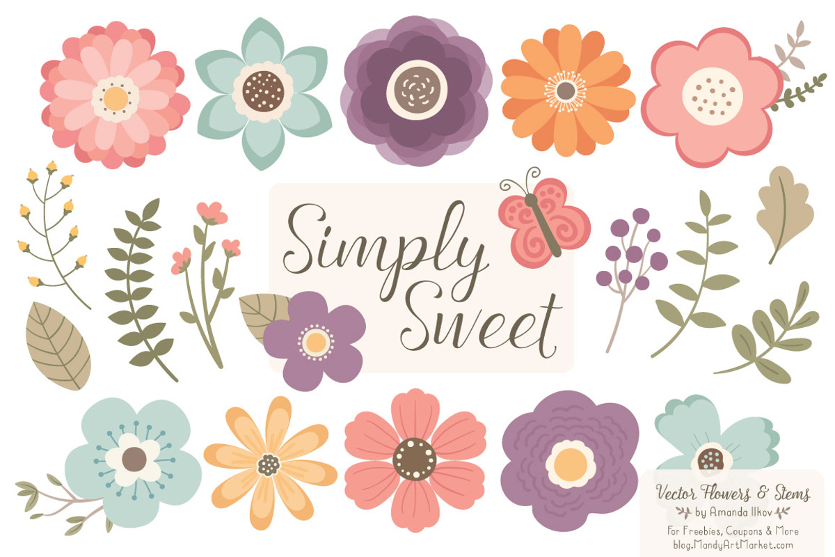 Vintage Floral Clipart & Vectors, an Illustration by Amanda Ilkov (Photo 1 of 4)