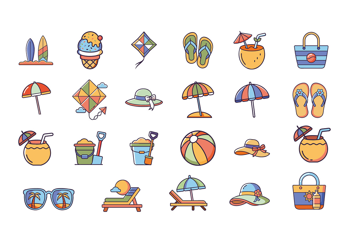 Summer Beach Icon Set