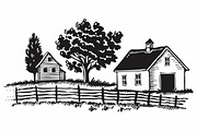 Farmhouse scene silhouette vector, an Icon by Amazin_art (Thumbnail 9 of 13)