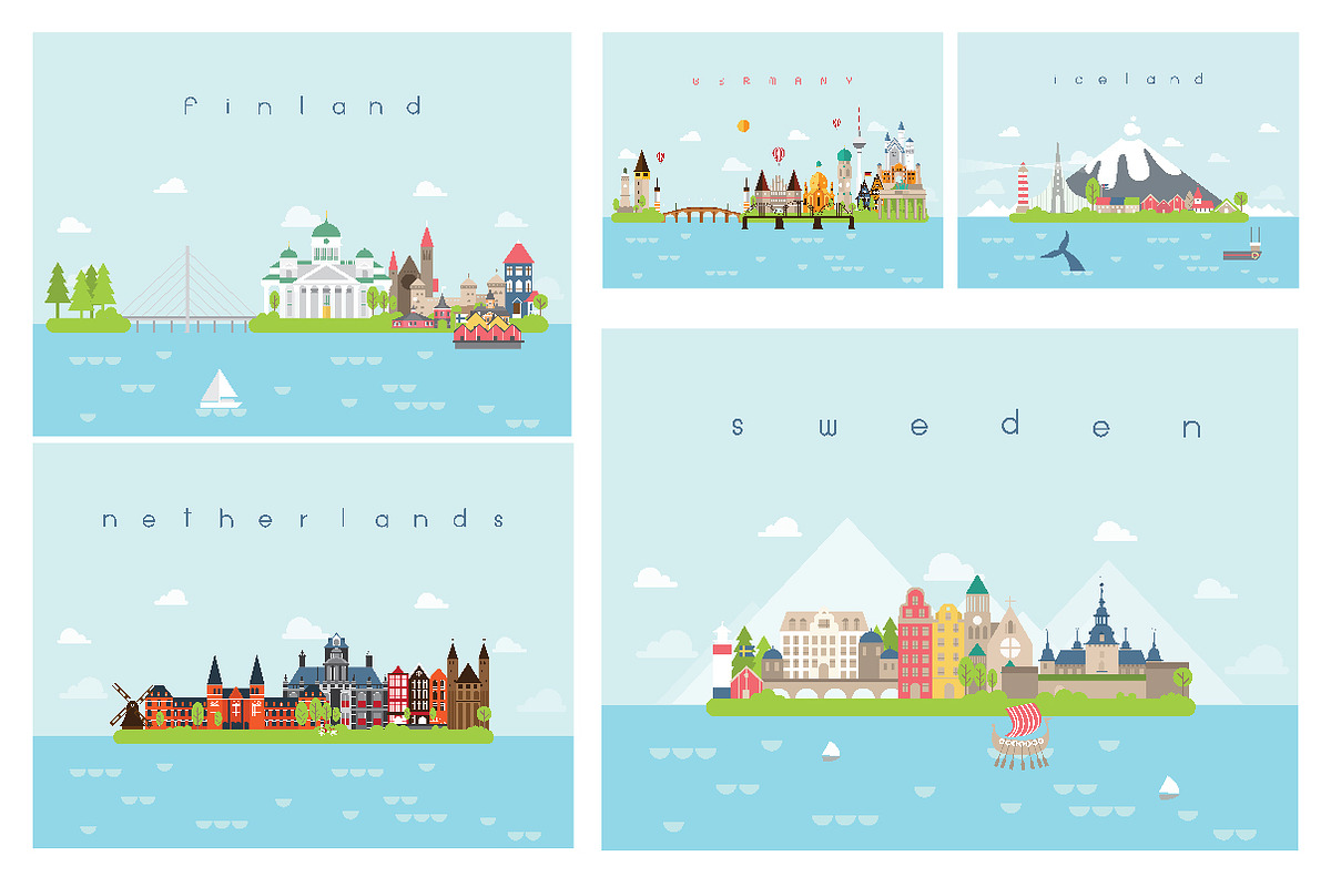 Landmarks Travel and Journey Vector., an Illustration by Noree (Photo 1 of 6)