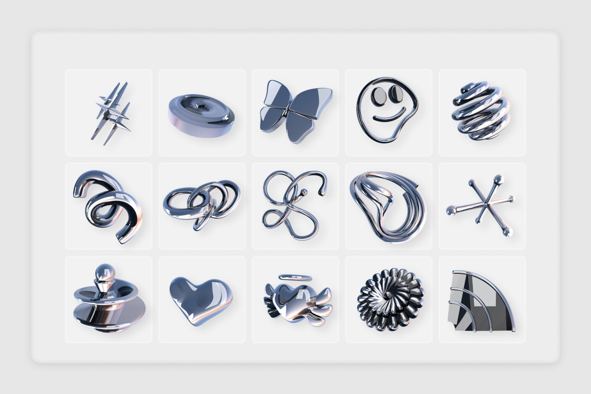 Y2K Abstract Shapes 3D Icons, an Object Illustration by twinstd (Photo 7 of 7)