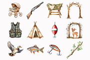 Hunting And Fishing Clipart, an Illustration by Design Market (Thumbnail 3 of 5)