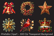 Red Gold Christmas Clipart, an Illustration by RobertsArt (Thumbnail 4 of 7)