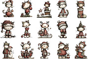 Christmas Whimsical Cats Clipart, an Illustration by Designking (Thumbnail 3 of 5)