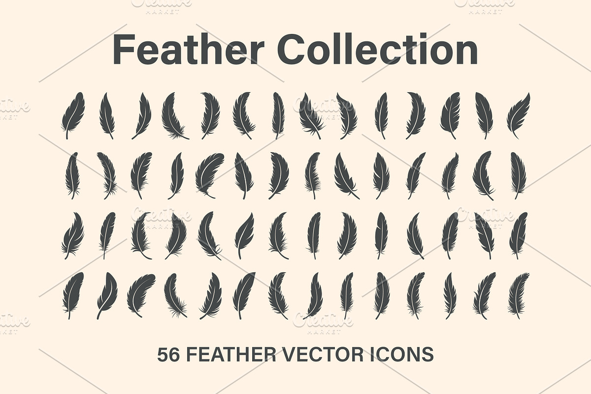 Feather Vector Collection, an Object Graphic by Gomolach
