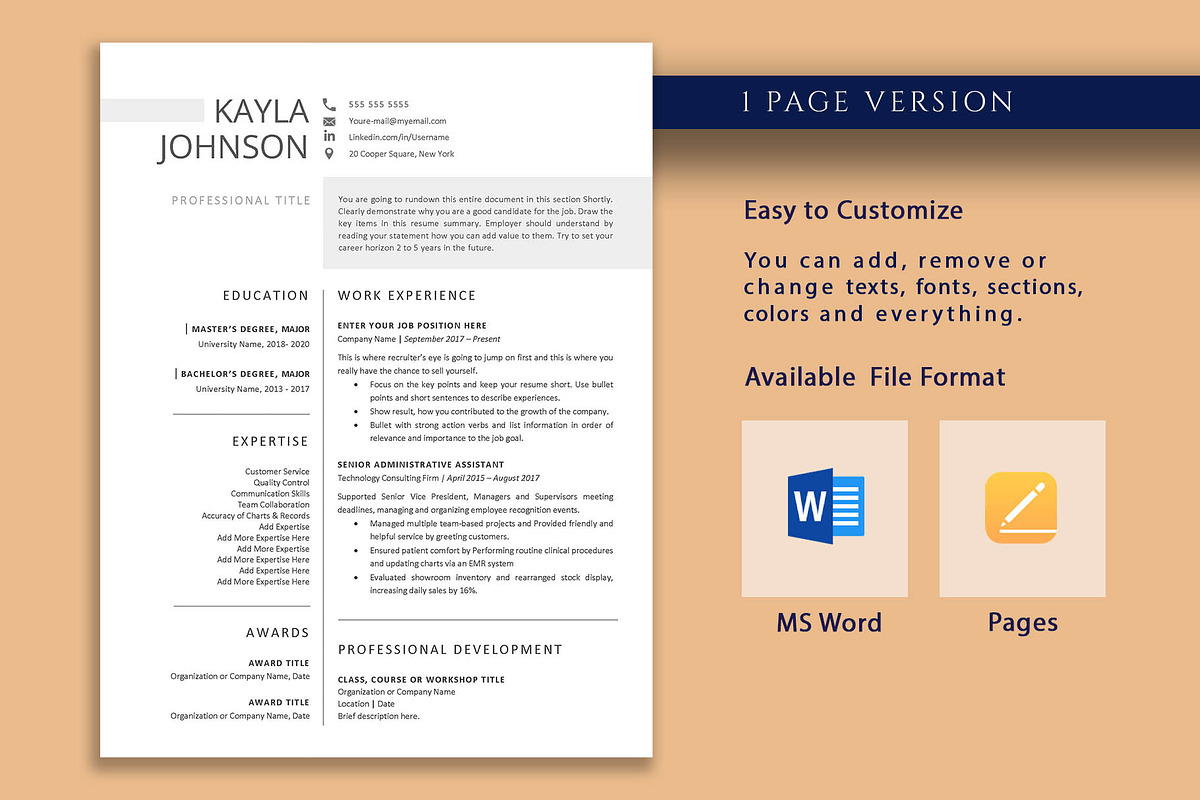 Professional Resume Template Word, a Resume Template by VictoriousVita (Photo 2 of 8)