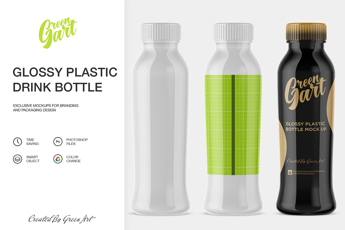 Glossy Plastic Drink Bottle Mockup, a Product Mockup by Green Art (Photo 3 of 5)