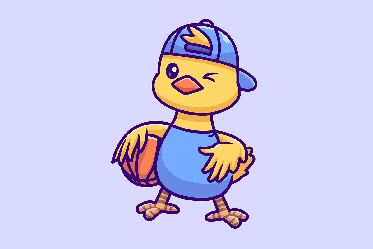 Cute Duck Playing Basketball Cartoon, an Animal Illustration by Catalyst Labs