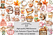 Cute Autumn Clipart PNG Bundle, a Seasonal Illustration by CitraGraphics (Thumbnail 1 of 5)