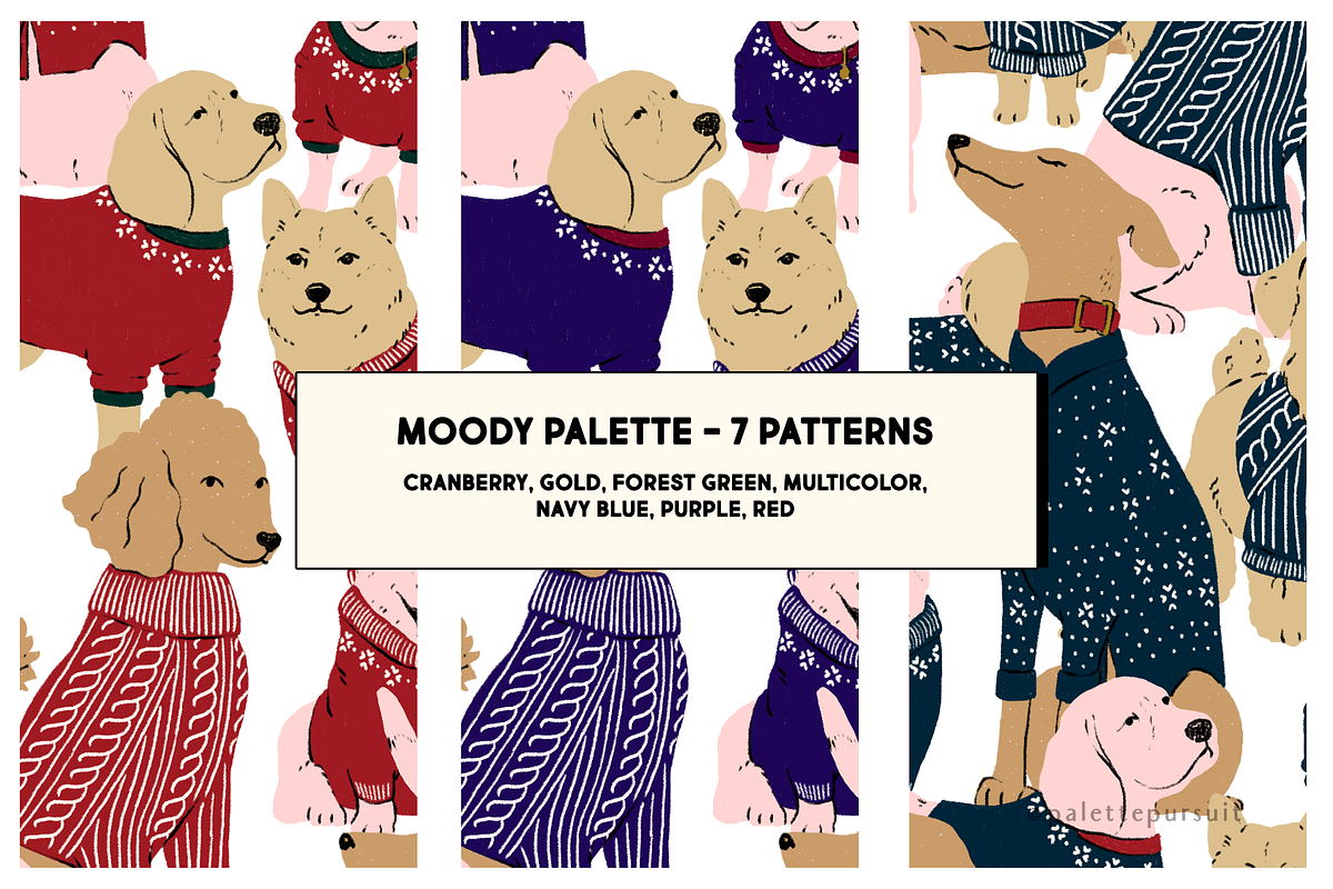 Dogs in Sweaters Seamless Patterns, a Pattern Graphic by Palette Pursuit (Photo 5 of 14)