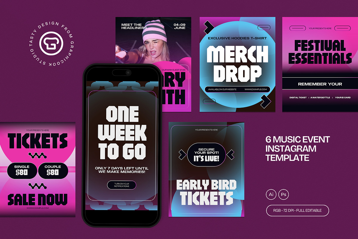 Music Event Instagram Template, a Social Media Template by graphicook (Photo 1 of 3)