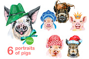 Cute watercolor pigs. Part 7, an Animal Illustration by Watercolor fantasy (Thumbnail 1 of 5)