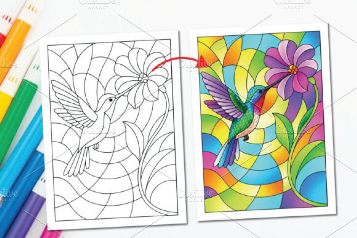 Stained Glass Coloring Pages, a Decorative Illustration by Ink Gallery (Photo 3 of 5)