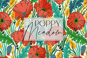 POPPY MEADOW Seamless Pattern