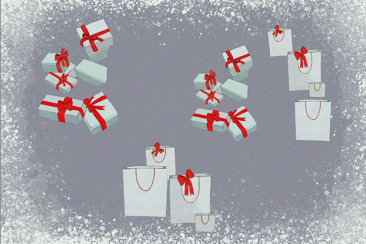 Christmas girl with gifts clipart, an Illustration by Illustrator Space (Photo 7 of 8)
