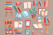 Vintage Books Watercolor Clipart, a Decorative Illustration by RabbitAndPencil (Thumbnail 4 of 12)