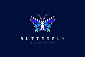 Butterfly Colorful Beautiful Logo