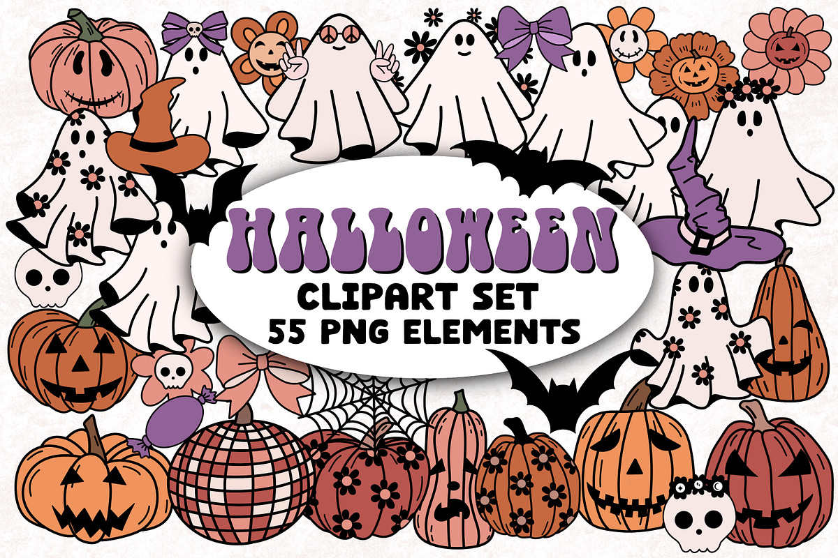 Halloween Clipart Set Retro Groovy, an Object Graphic by Brush Lab (Photo 1 of 8)