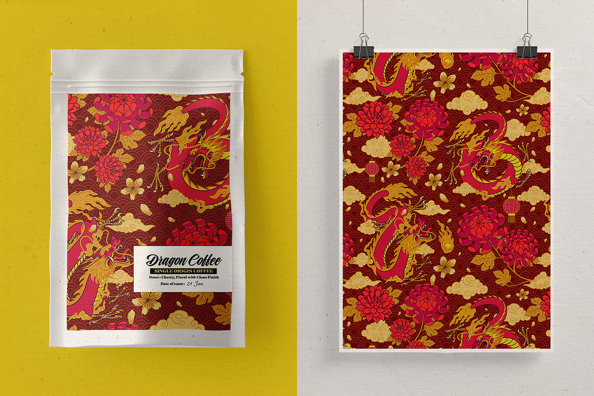 Asian Red Dragon Seamless Pattern, a Pattern Graphic by bazzier_graphik (Photo 5 of 5)