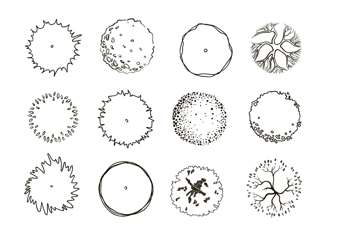 Set of graphic trees, top view, an Illustration by Lina_Lisichka (Photo 4 of 5)