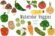 Watercolor Veggies with & w/o Faces, an Illustration by Ashley Katrina (Thumbnail 2 of 10)