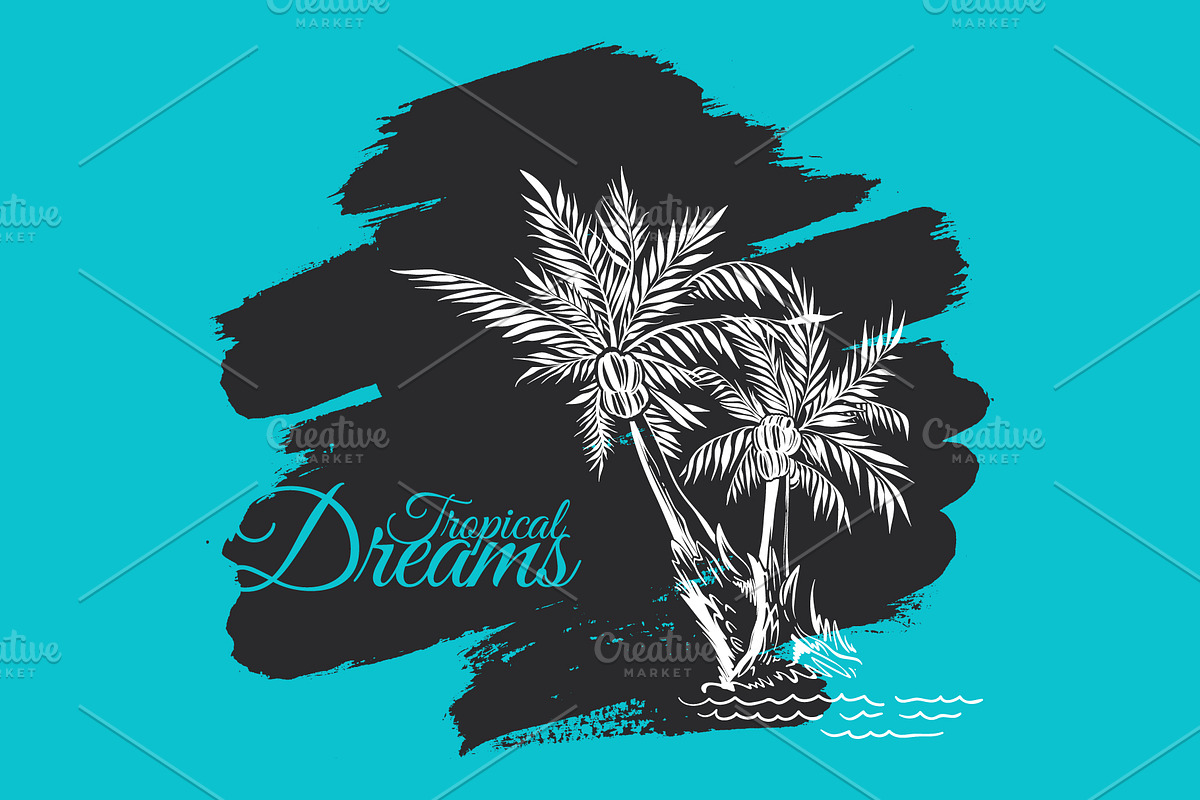 Palm Trees Drawings in Grunge Stylle, a Texture Illustration by Adiemus (Photo 2 of 7)