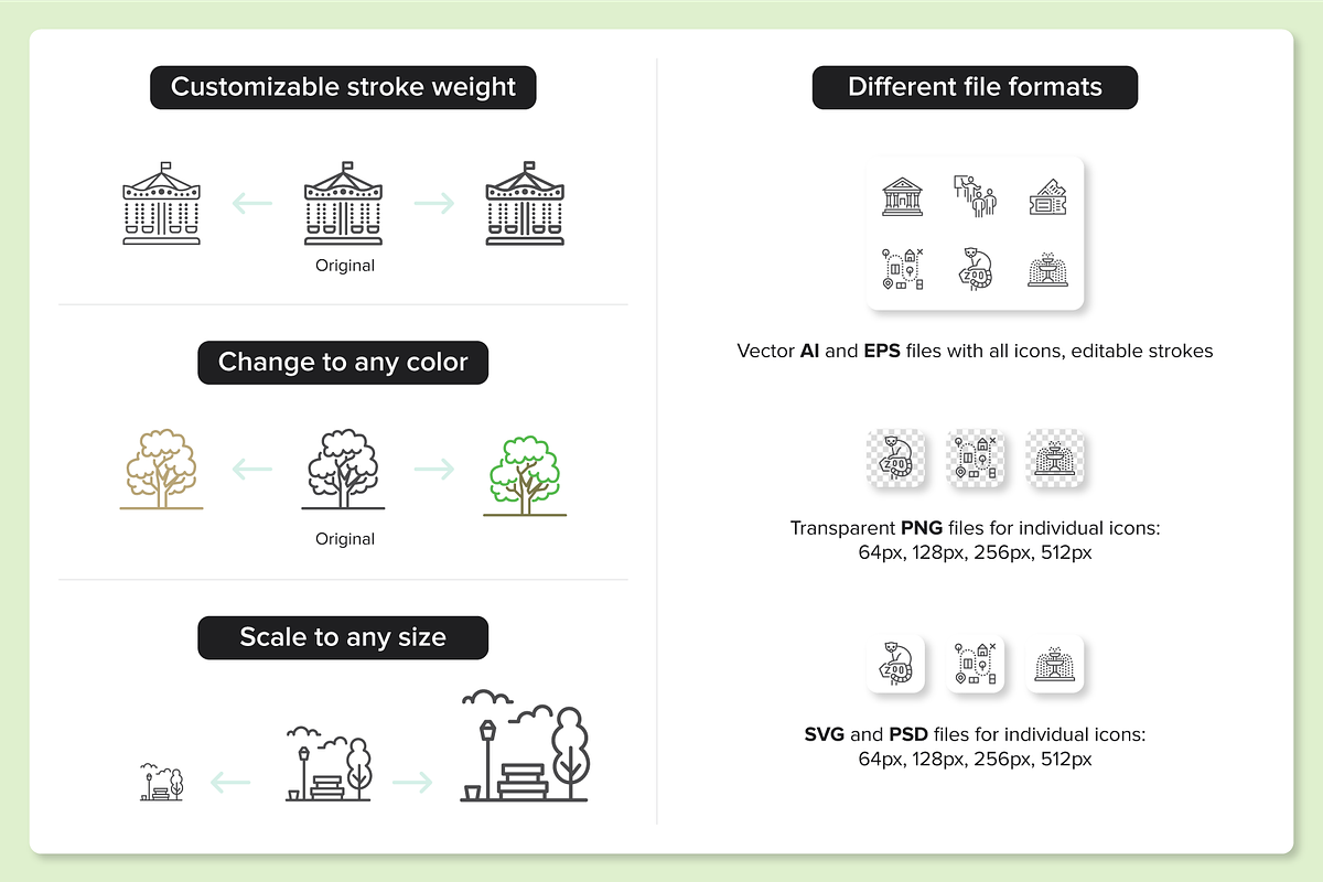 100 Park & Outdoors Icons, an Outline Icon by Nadiinko (Photo 3 of 3)