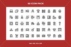 Bedroom icons, an Outline Icon by Wencory