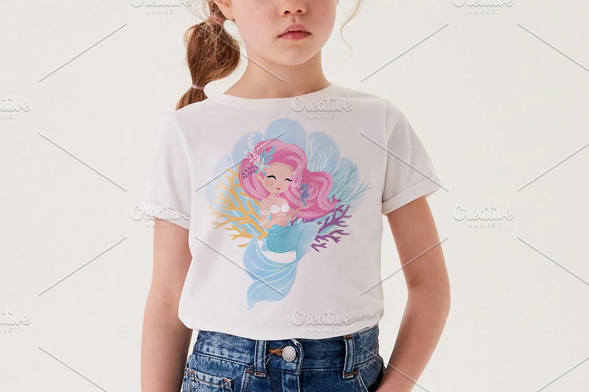 Mermaid pattern.T shirt graphic., an Animal Illustration by StudioLondon (Photo 2 of 2)