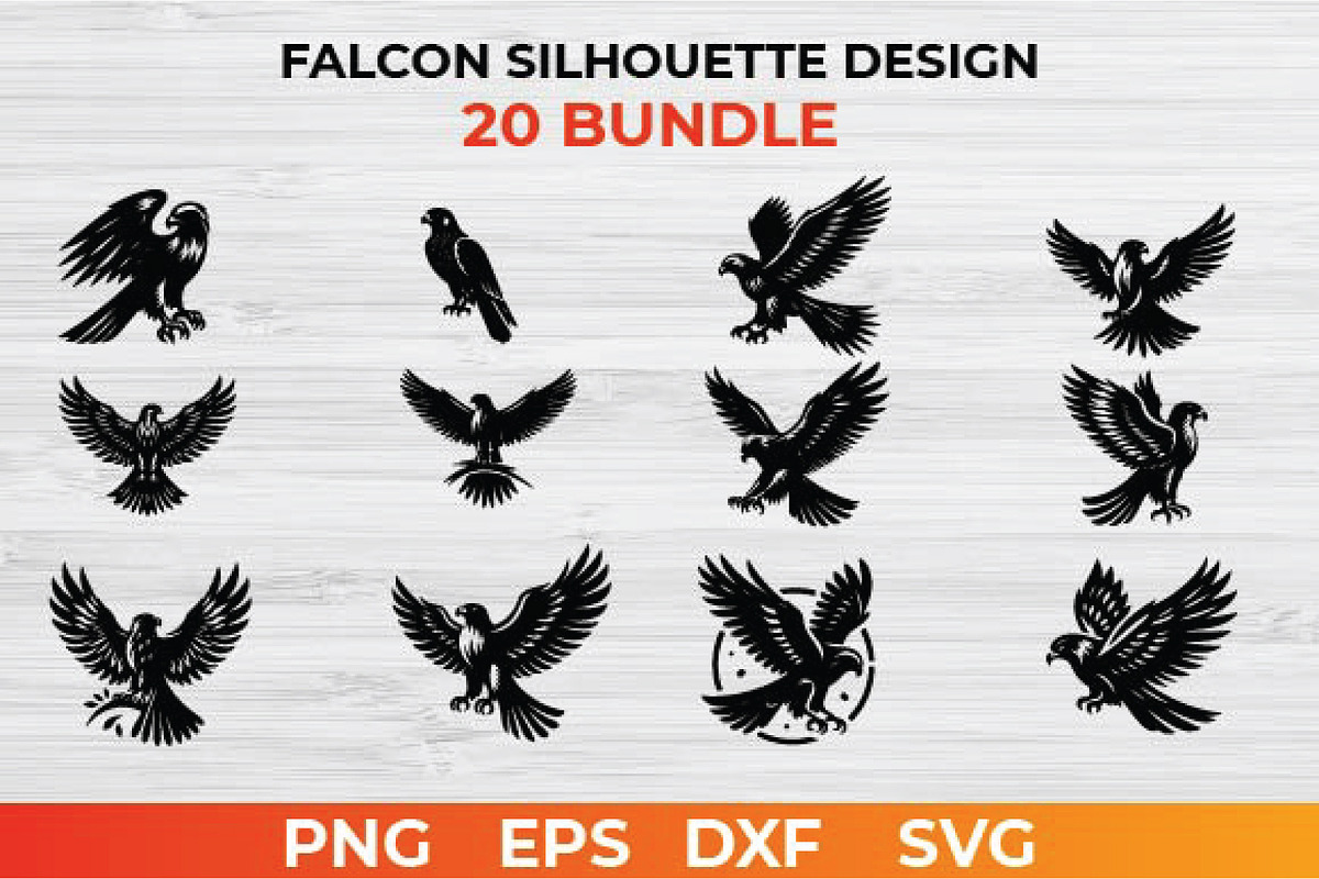 Falcon Silhouette Design bundle, an Animal Illustration by bossdesigner (Photo 1 of 3)