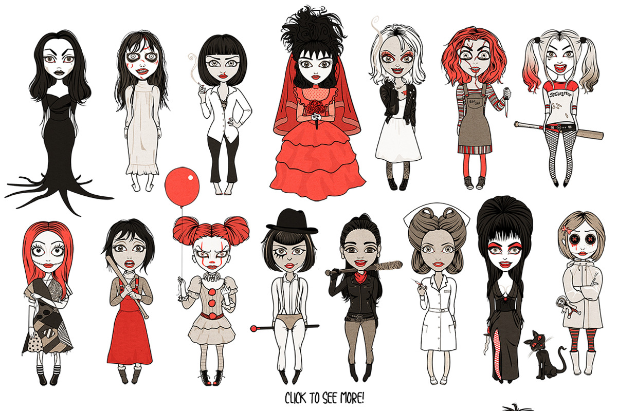 Halloween Costumes Party Girls Set, an Illustration by Dapper Dudell (Photo 3 of 3)