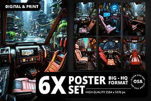 Cyberpunk Vehicle Interior Poster