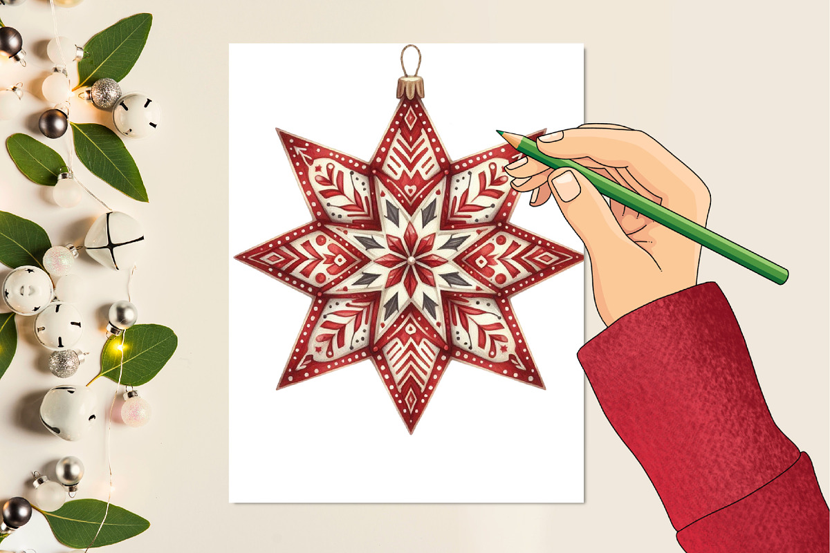 Christmas Nordic Christmas star PNG, an Illustration by Designking (Photo 2 of 4)