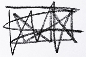 A chaotic intersection of thick black lines drawn in bold pencil, an Abstract Photo by ndanko