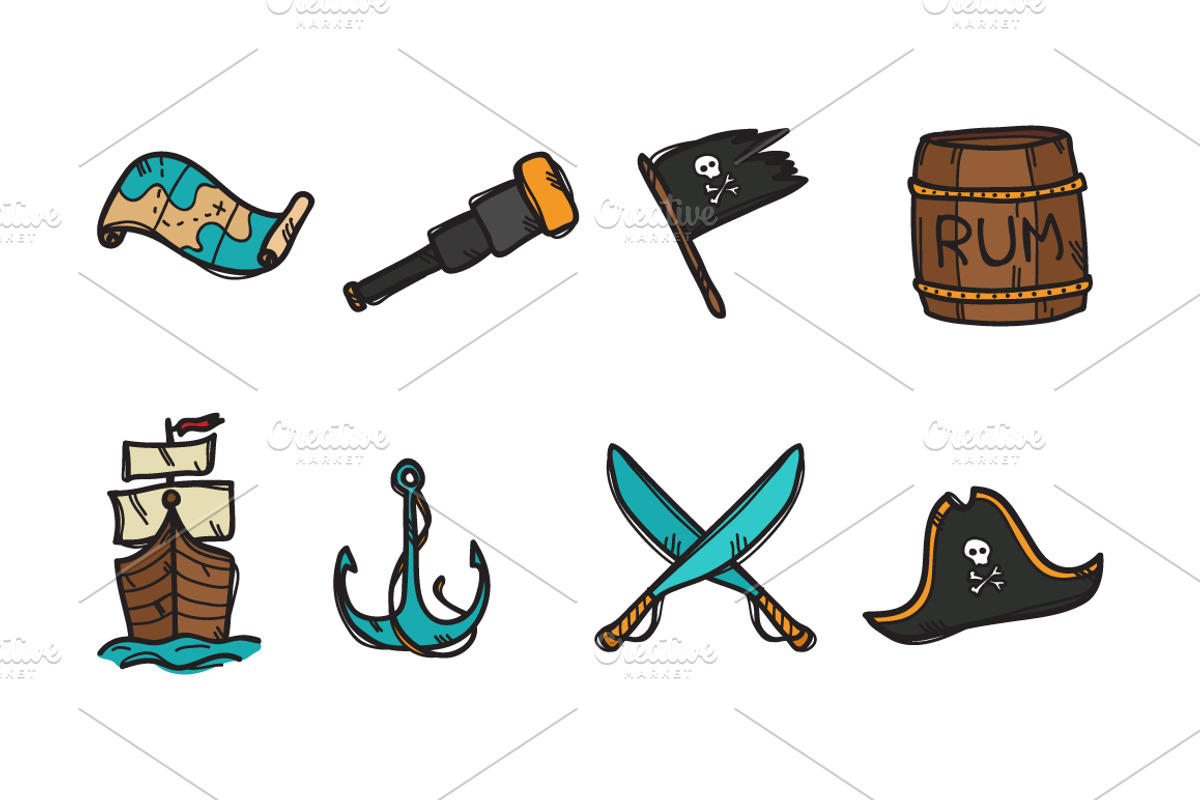 8 Doodle Icons. Pirate Set, an Outline Icon by Trapezoid (Photo 2 of 2)