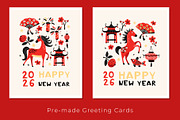 Lunar New Year 2026 Red Fire Horse, a Seasonal Illustration by VasilkovS (Thumbnail 2 of 8)