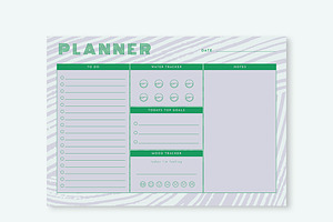 Green And White Planner Set