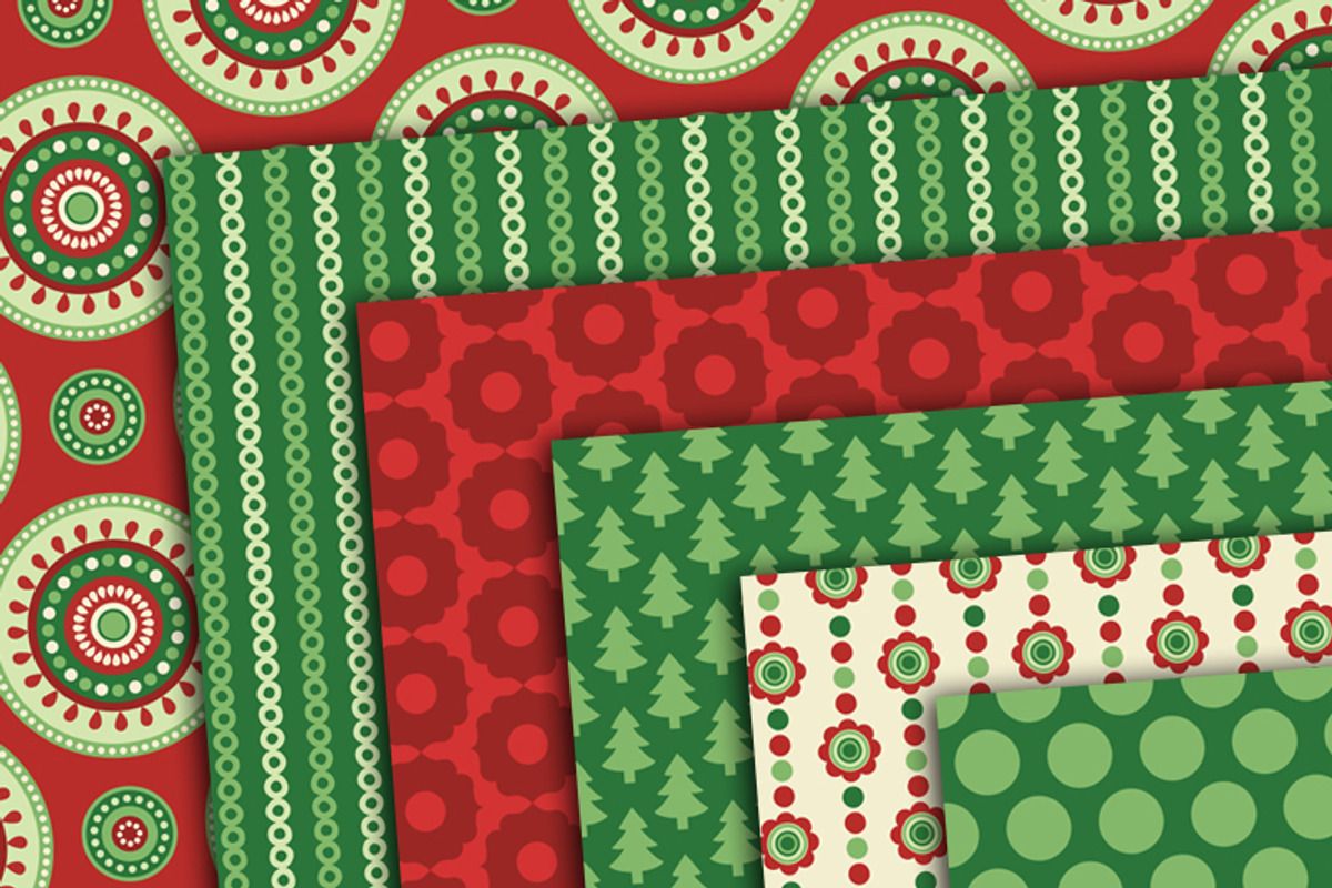 Christmas Red Green Digital Paper preview 2