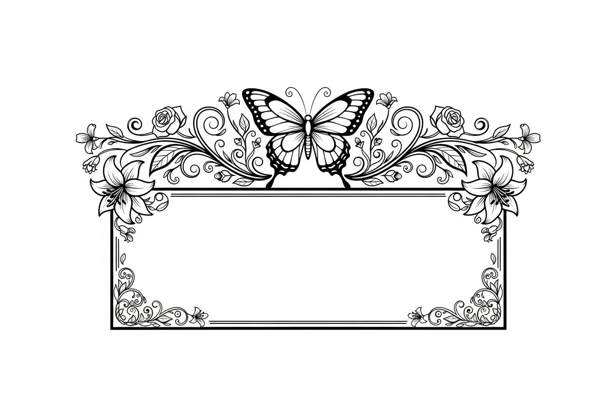 Butterfly Floral Frame SVG Bundle, an Illustration by Creativeshirt (Photo 3 of 31)